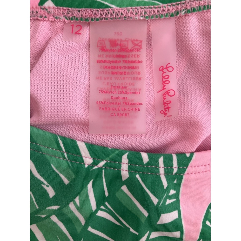 Lilly Pulitzer Genya Bandeau Bikini Set Top Size 14 & Bottom Size 12 Green Pink - Picture 8 of 8